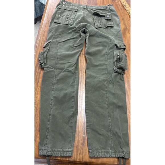 Free Knight Pants Mens 32 Green Cargo Tactical Military Zippers Pockets Chains - Picture 11 of 11